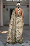 Archana Jaju_Beige Silk Embroidery Round Printed Saree With Blouse _Online_at_Aza_Fashions