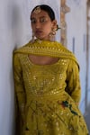 Buy_Archana Jaju_Yellow Anarkali Handwoven Chanderi Silk Embroidered Mirror Scoop With Dupatta _Online_at_Aza_Fashions