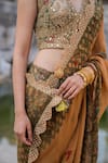 Buy_Archana Jaju_Brown Kalamkari Saree _Online_at_Aza_Fashions