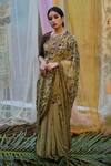 Shop_Archana Jaju_Beige Embroidered Saree_at_Aza_Fashions