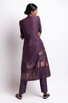 Shop_Arte-Alter_Purple Handwoven Silk Cotton Jamdani Kurta_at_Aza_Fashions