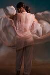 Shop_Anjali Kanwar_Pink Silk Organza, Imported Twill Georgette Embroidered And Draped Pant Set _at_Aza_Fashions