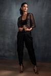 Buy_Anjali Kanwar_Black Silk Organza, Imported Satin Cutdana, Embroidered Cape And Dhoti Pant Set _at_Aza_Fashions