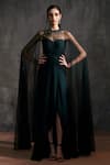 Buy_Anjali Kanwar_Green Tulle, Silk Chiffon Stardust Round Hand Pleated Gown _at_Aza_Fashions