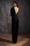 Shop_Anjali Kanwar_Black Imported Pleated Fabric Stardust V Neck Embroidered Jumpsuit _at_Aza_Fashions