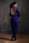 Shop_Anjali Kanwar_Blue Net, Pure Silk Crepe Sequin Round Embroidered Jumpsuit _at_Aza_Fashions