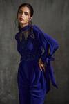 Anjali Kanwar_Blue Net, Pure Silk Crepe Sequin Round Embroidered Jumpsuit _Online_at_Aza_Fashions