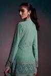 Shop_Anjali Kanwar_Green Net, Pure Georgette Sequin Mandarin Embroidered Kurta Draped Skirt Set _at_Aza_Fashions
