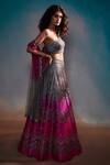 Anjali Kanwar_Grey Dupion Silk Embroidered Chevron Asymmetric Lehenga Set _Online_at_Aza_Fashions