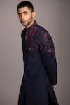 Jayesh Shah_Blue Shimmer Glitter Polinosic Embroidered Patch Sherwani And Pant Set  _at_Aza_Fashions