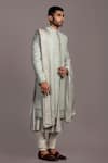 Jayesh Shah_Green Matka Hand Embroidered Thread Sherwani With Kurta Set  _Online_at_Aza_Fashions