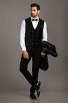 Jayesh Shah_Black Polinosic Embroidered Sequins Blazer Set _at_Aza_Fashions