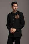 Buy_Jayesh Shah_Black Polinosic Blended Embroidered Placement Jodhpuri And Pant Set  _Online_at_Aza_Fashions