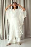 Buy_Taro_White Cotton Notched Striped Tunic  _at_Aza_Fashions