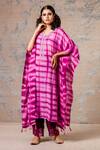 Buy_Devnaagri_Purple Organza, Muslin Boat Tie And Dye Kaftan & Palazzo Set_at_Aza_Fashions