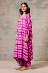 Buy_Devnaagri_Purple Organza, Muslin Boat Tie And Dye Kaftan & Palazzo Set_Online_at_Aza_Fashions