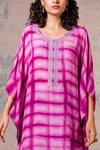 Shop_Devnaagri_Purple Organza, Muslin Boat Tie And Dye Kaftan & Palazzo Set_Online_at_Aza_Fashions