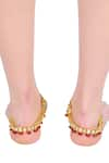 Aakarsha by Ajay_Gold Plated Kundan Stones Anklets _at_Aza_Fashions