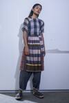 Buy_Urvashi Kaur_Multi Color Kota Silk Pleated Skirt  _at_Aza_Fashions