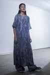 Urvashi Kaur_Grey Organic Cotton Round Shibori Dress  _Online_at_Aza_Fashions