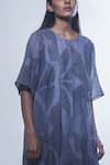 Buy_Urvashi Kaur_Grey Organic Cotton Round Shibori Dress  _Online_at_Aza_Fashions