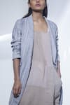 Urvashi Kaur_Grey Organic Cotton Long Jacket _Online_at_Aza_Fashions