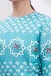 MR. Ajay Kumar_Blue Cotton Floral Motifs Round Neck Printed Dress _at_Aza_Fashions