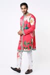 Buy_Mr. Ajay Kumar_Red Cotton Satin Printed Digital Kurta And Pant Set  _at_Aza_Fashions