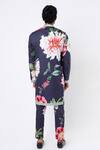 Shop_MR. Ajay Kumar_Navy Cotton Satin Floral Digital Print Kurta And Pant Set _at_Aza_Fashions