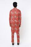 Shop_MR. Ajay Kumar_Red Cotton Satin Floral Digital Print Kurta And Pant Set _at_Aza_Fashions