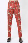 MR. Ajay Kumar_Red Cotton Satin Floral Digital Print Kurta And Pant Set _Online_at_Aza_Fashions