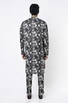 Shop_MR. Ajay Kumar_Black Cotton Satin Floral Digital Print Kurta And Pant Set _at_Aza_Fashions