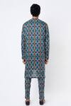 Shop_MR. Ajay Kumar_Blue Cotton Satin Digital Print Kurta And Pant Set _at_Aza_Fashions