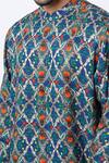 Buy_MR. Ajay Kumar_Blue Cotton Satin Digital Print Kurta And Pant Set _Online_at_Aza_Fashions