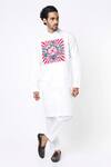 Buy_MR. Ajay Kumar_White Cotton Satin Floral Digital Print Kurta And Pant Set _at_Aza_Fashions