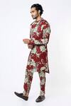 Buy_Mr. Ajay Kumar_Maroon Cotton Satin Printed Digital Kurta And Pant Set  _at_Aza_Fashions