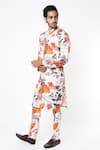 Buy_MR. Ajay Kumar_Off White Cotton Satin Floral Digital Print Kurta And Pant Set _at_Aza_Fashions