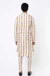 Shop_MR. Ajay Kumar_Beige Cotton Satin Floral Stripe Digital Print Kurta And Pant Set _at_Aza_Fashions