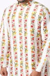 Buy_MR. Ajay Kumar_Beige Cotton Satin Floral Stripe Digital Print Kurta And Pant Set _Online_at_Aza_Fashions