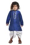 Buy_Apricot kids_Blue Cotton Silk Kurta And Dhoti Pant Set For Boys_at_Aza_Fashions