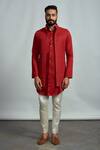 Arjun Kilachand_Red Cotton Silk Embroidered Bundi And Kurta Set For Men_Online_at_Aza_Fashions