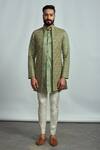 Arjun Kilachand_Green Suiting Embroidered Bundi And Kurta Set For Men_Online_at_Aza_Fashions