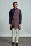 ARJUUN KILACHAND_Purple Suiting Embroidered Bundi And Kurta Set _Online_at_Aza_Fashions