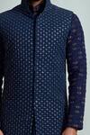 Buy_Arjun Kilachand_Blue Suiting Embroidered Bundi And Kurta Set For Men_Online_at_Aza_Fashions