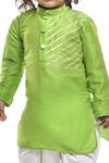 APRICOTKIDS_Green , Satin Gota Patti Silk Kurta And Dhoti Pant Set _Online_at_Aza_Fashions