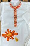 Shop_APRICOTKIDS_White Cotton Embroidery, Cut Work Gota Kurta Set _at_Aza_Fashions
