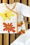 Shop_APRICOTKIDS_White Cotton Embroidery Kurta Set _at_Aza_Fashions