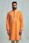 Buy_ARJUUN KILACHAND_Orange Mul Cotton Chikankari Embroidered Kurta_at_Aza_Fashions