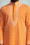 Buy_ARJUUN KILACHAND_Orange Mul Cotton Chikankari Embroidered Kurta_Online_at_Aza_Fashions