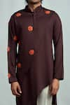 Buy_ARJUUN KILACHAND_Brown Cotton Silk Embroidered Asymmetric Kurta _Online_at_Aza_Fashions